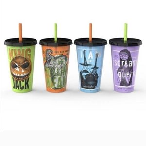 Zak The Nightmare Before Christmas Glow In The Dark Cup Set w/ Straws Lids NBC